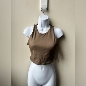 Olive Recycled Performance Crop Top (Size S, NWT)
